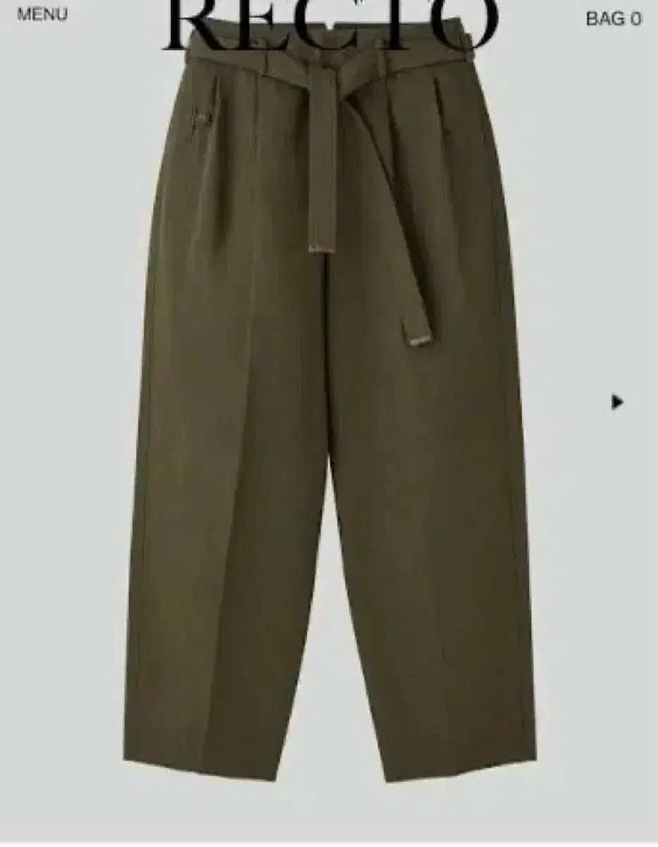 レクト ベルト デザインテープ ハイウエスト パンツ カーキ L
