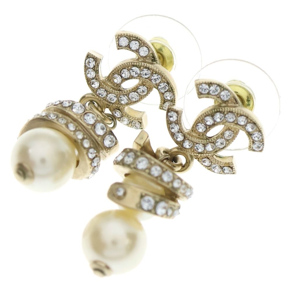 CHANEL シャネル ココマーク ラインストーン パール ピアス 16 S