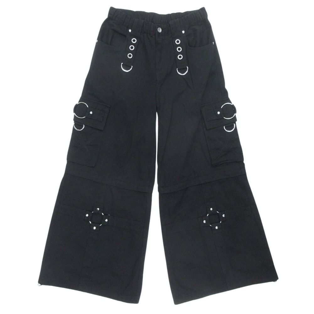 REFLEM レフレム 2 way ワイド ボンテージ カーゴ パンツ ボトムス RF 23 C 22 フリーサイズ 黒 ブラック レディース 古着