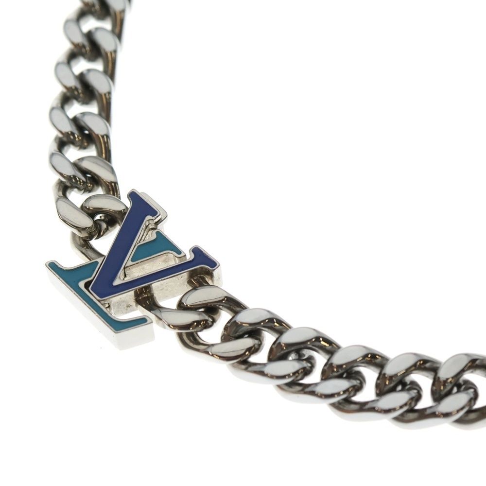 LOUIS VUITTON ルイヴィトン コリエ LVチェーン ネックレス シルバー ブルー M 00907