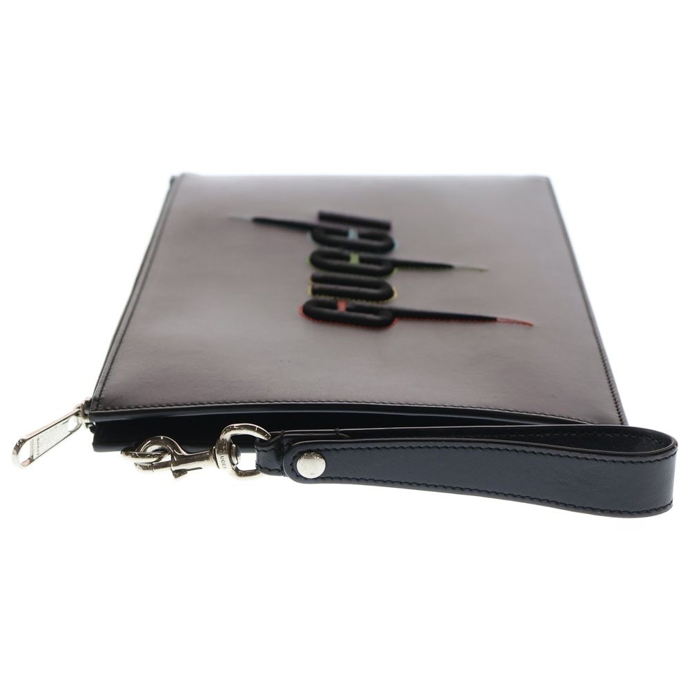 GUCCI クラッチバッグ GG ブラック レザー GUCCI (グッチ) ブレードエンブロイダリー クラッチバッグ セカンド