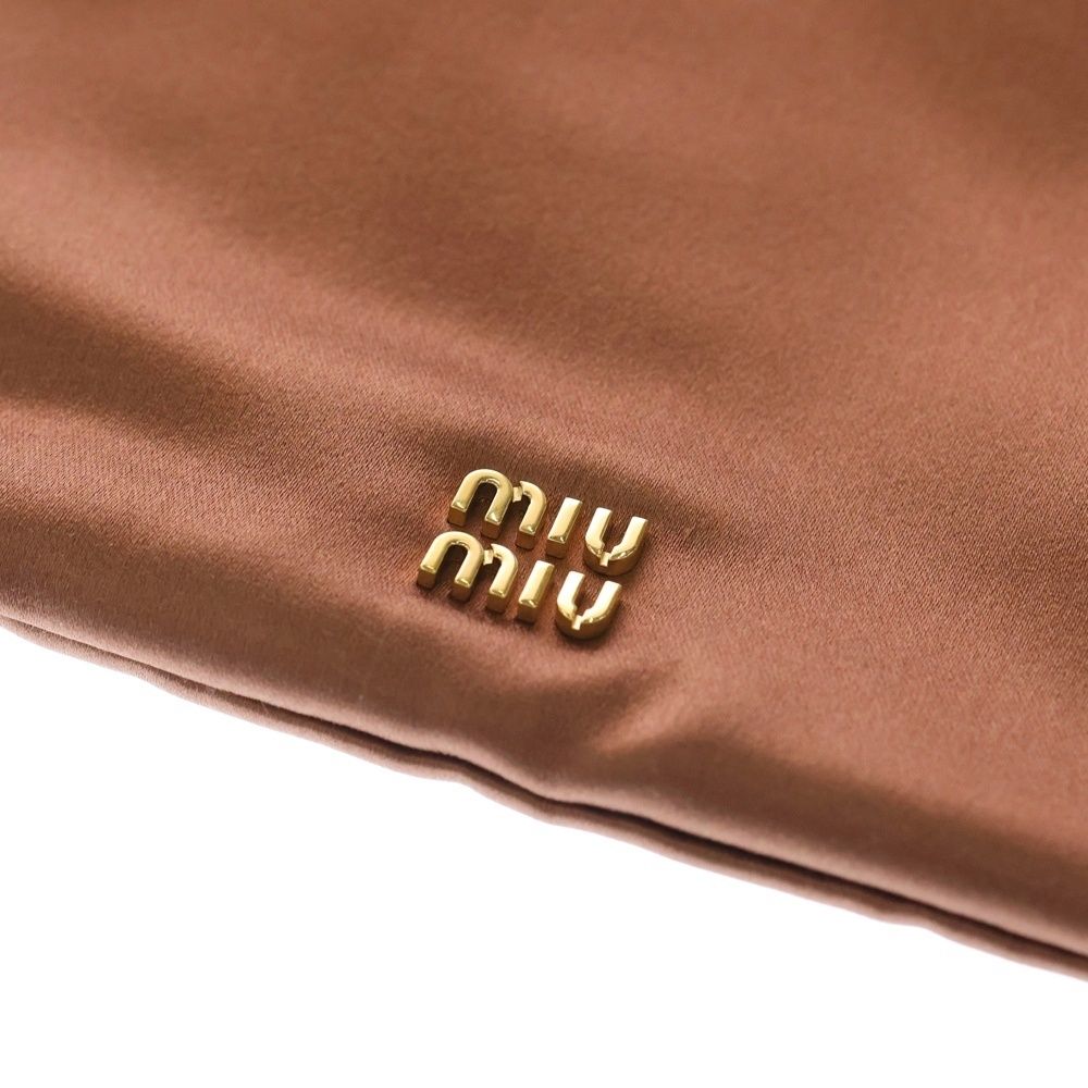  miumiu ミュウミュウ 巾着 ドローストリングバッグ ミニバッグ ポーチ ケース ピンク サテン レザー 5 NG 010 ゴールド金具 その他 その他
