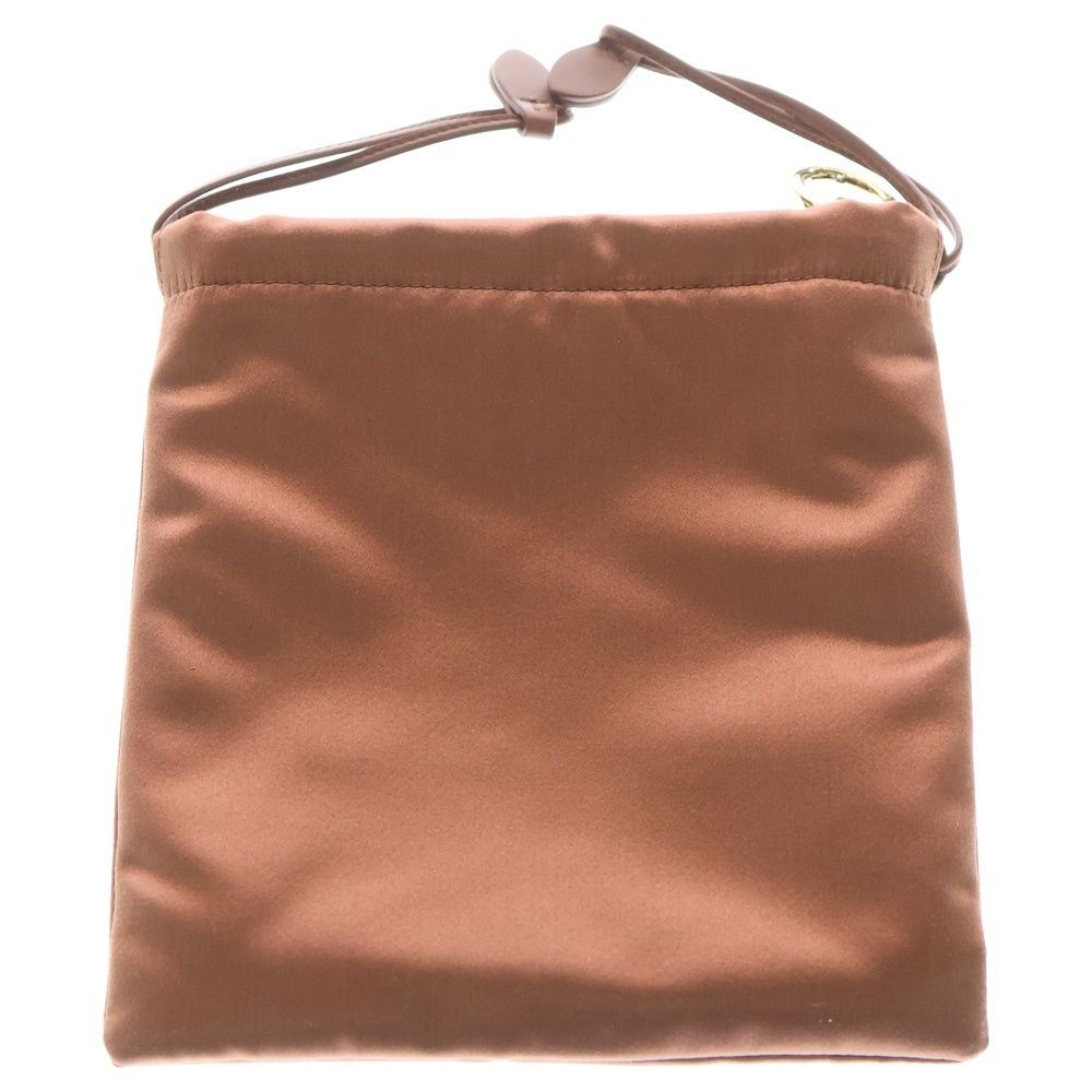 miumiu ミュウミュウ 巾着 ドローストリングバッグ ミニバッグ ポーチ ケース ピンク サテン レザー 5 NG 010 ゴールド金具