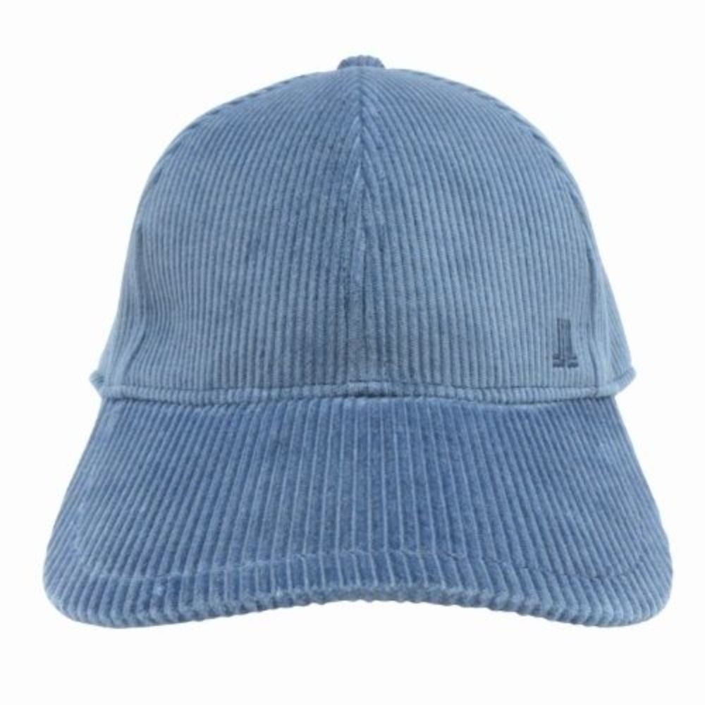♥ LANVIN ランバン コーデュロイ キャップ 帽子 6パネル JLロゴ グレイッシュブルー メンズ 古着