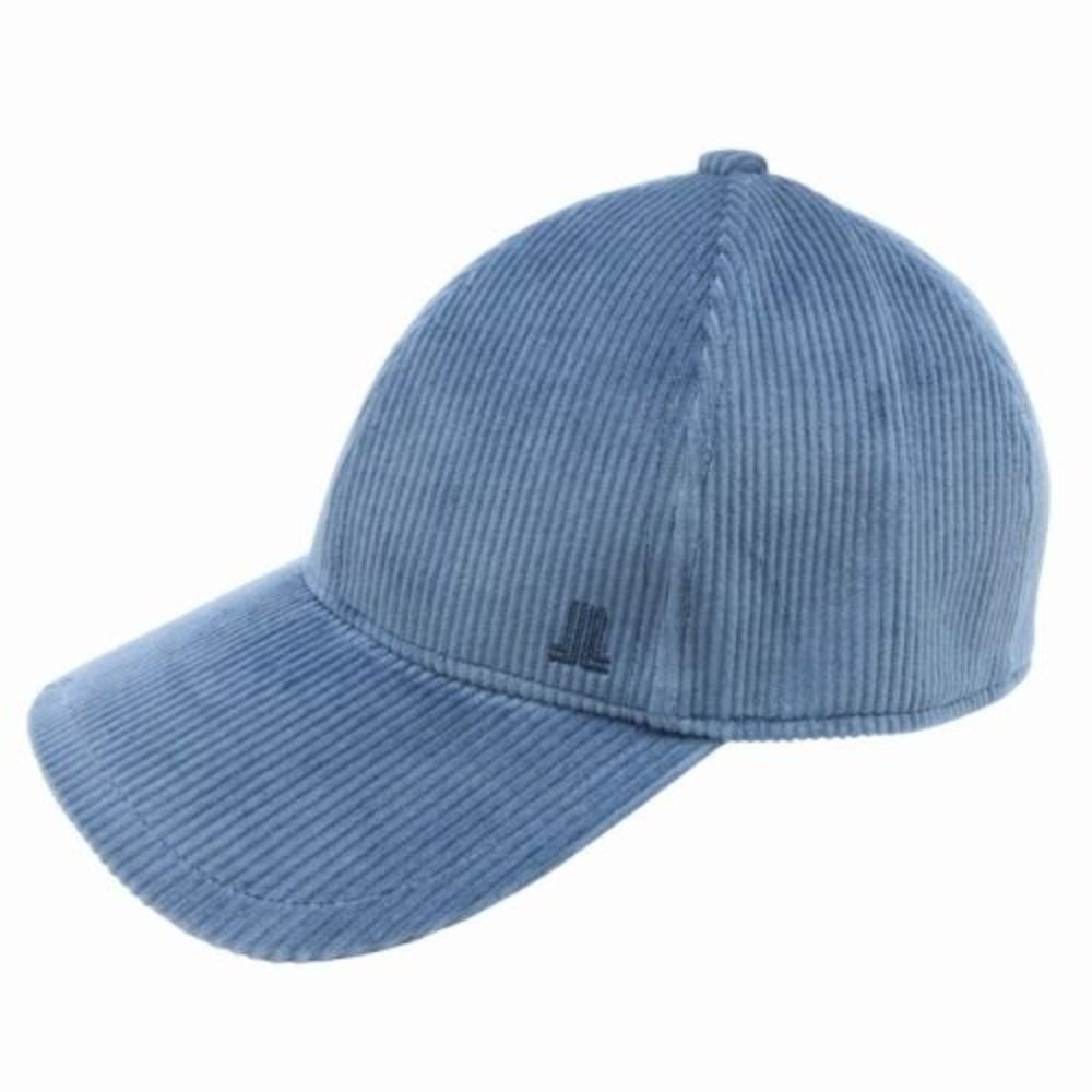 LANVIN ランバン コーデュロイ キャップ 帽子 6パネル JLロゴ グレイッシュブルー メンズ 古着