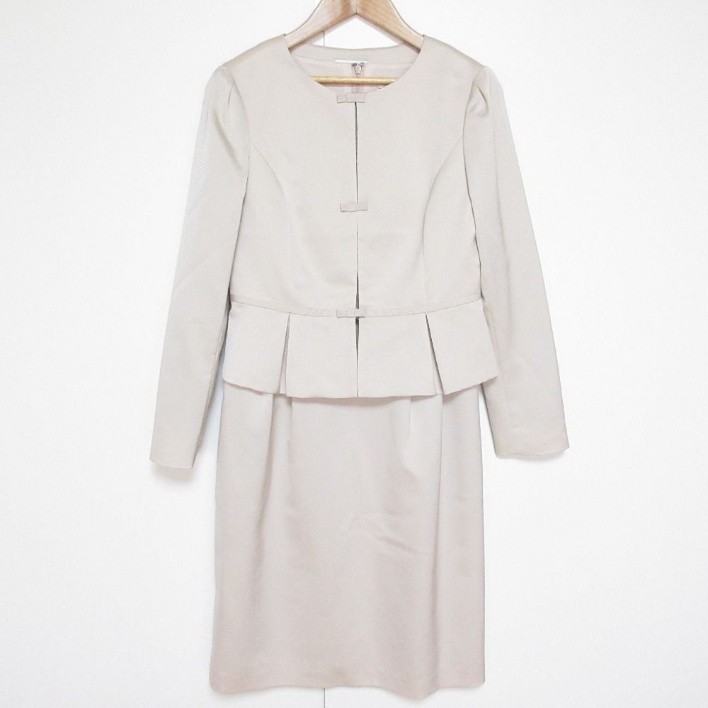 TOCCA トッカ リボン ノー ジャケット ノースリーブ ワンピース スーツ アンサンブル サイズ0 ベージュ レディース 古着