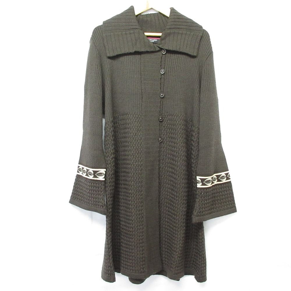 LEONARD FASHION レオナールシルクコート 良品 LEONARD FASHION レオナール シルクブレンド ビッグカラー ニット