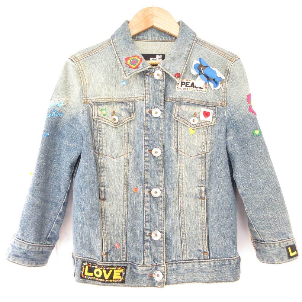 LOVE MOSCHINO ラブモスキーノ ワッペン刺繍 デニムジャケット サイズ