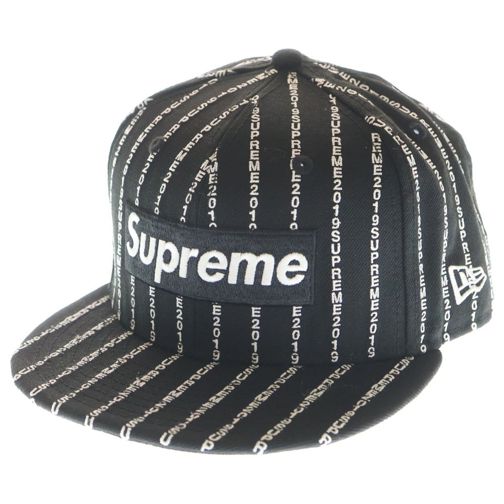 SUPREME シュプリーム 19 SS ERA Text Stripe Cap ニューエラ テキスト ストライプ柄 ベイスボールキャップ 帽子 ブラック
