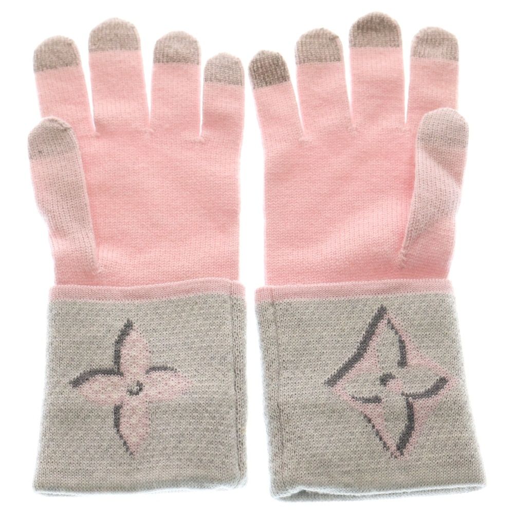 LOUIS VUITTON ピンク ニット手袋 LOUIS VUITTON (ルイヴィトン) 19AW Gon Giant Pop Monogram Gloves