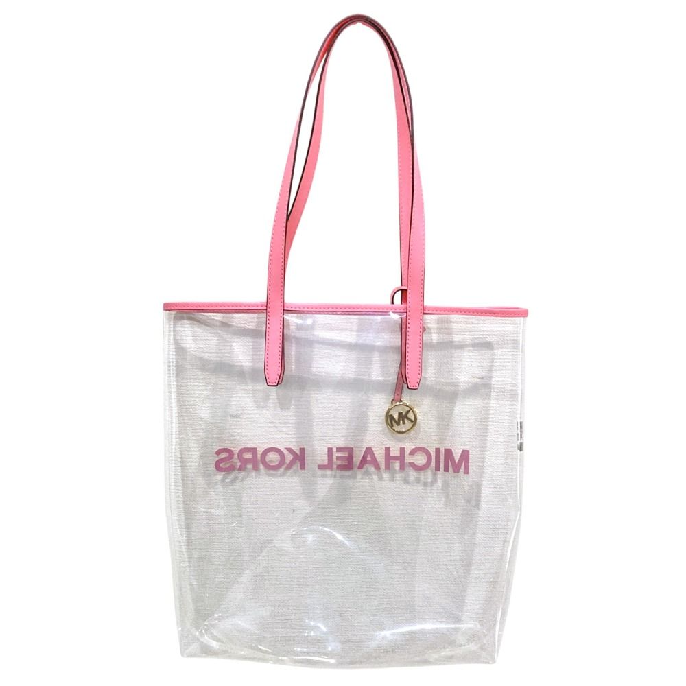 新品同様 MICHAEL KORS マイケルコース ロゴプリント PVC トートバッグ