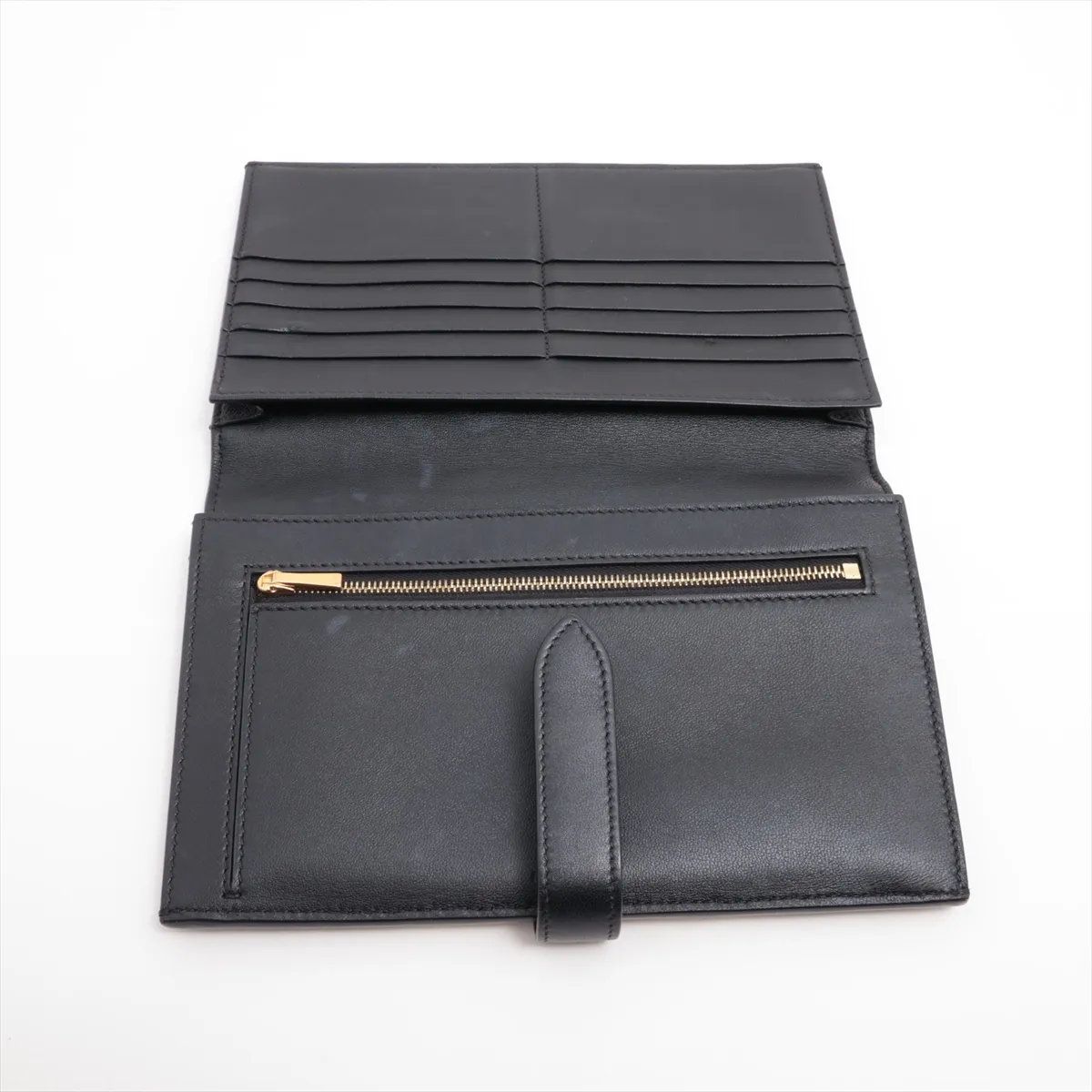 極美品 セリーヌ ラージ ストラップ ウォレット リザード レザー 長