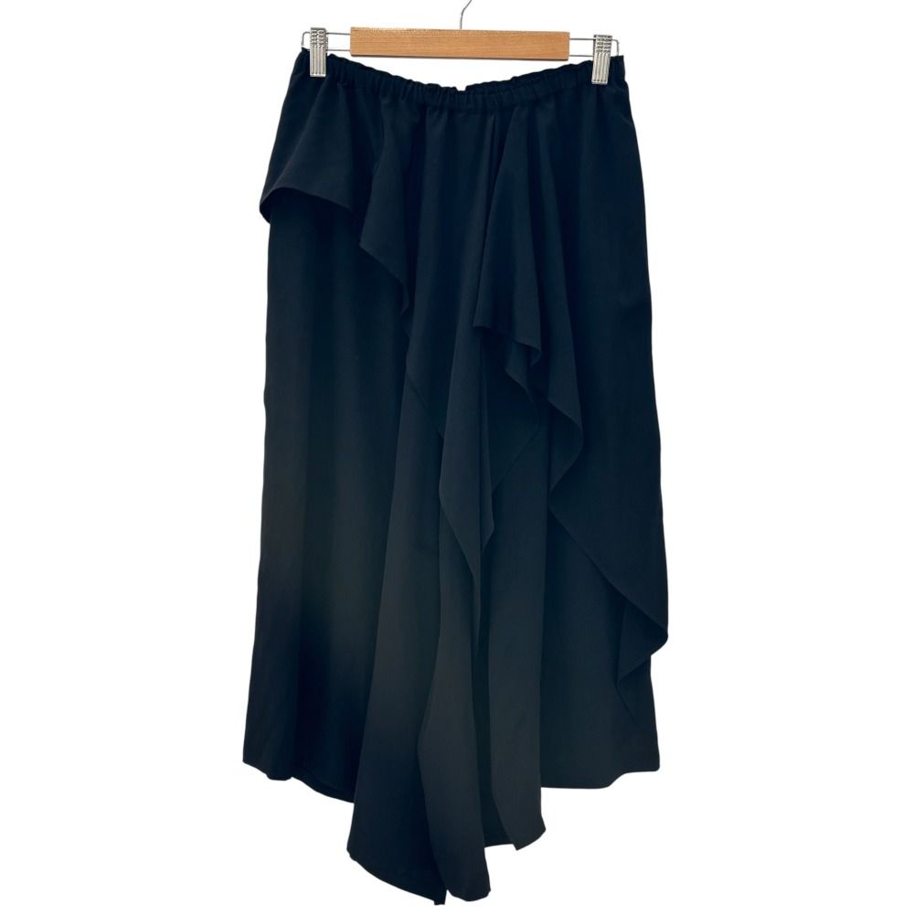 Y s ワイズ ヨウジヤマモト CREPE de CHINE RUFFLE PANTS YA-P 05-500 サイズ1 ブラック レディース 古着