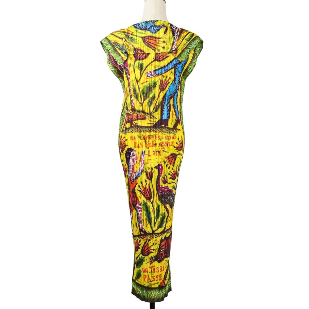 美品 プリーツプリーズ イッセイミヤケ アニマルプリント ノースリーブ