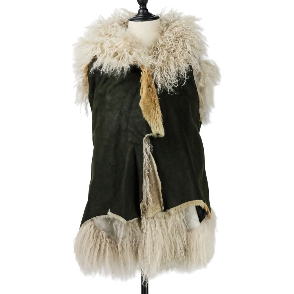 IF SIX WAS NINE BRONDY イフシックスワズナイン ラムファー カンガルーレザーフーディー ベスト ジャケット 0 ブラック メンズ レディース 古着