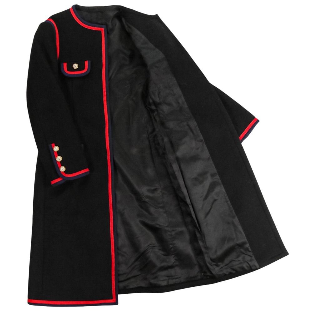 美品 GUCCI グッチ GGパールボタン ウェブライン ノーカラーコート