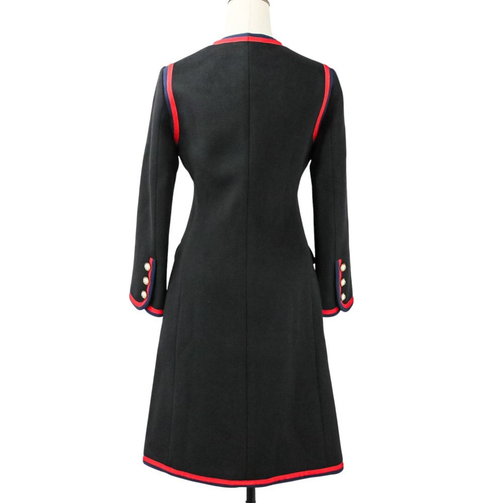 美品 GUCCI グッチ GGパールボタン ウェブライン ノーカラーコート