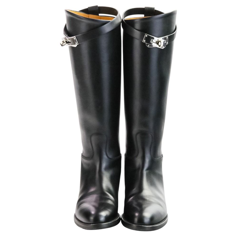 HERMES エルメス レザー ジャンピングブーツ 36.5 23.5 cm程度 ブラック レディース 古着