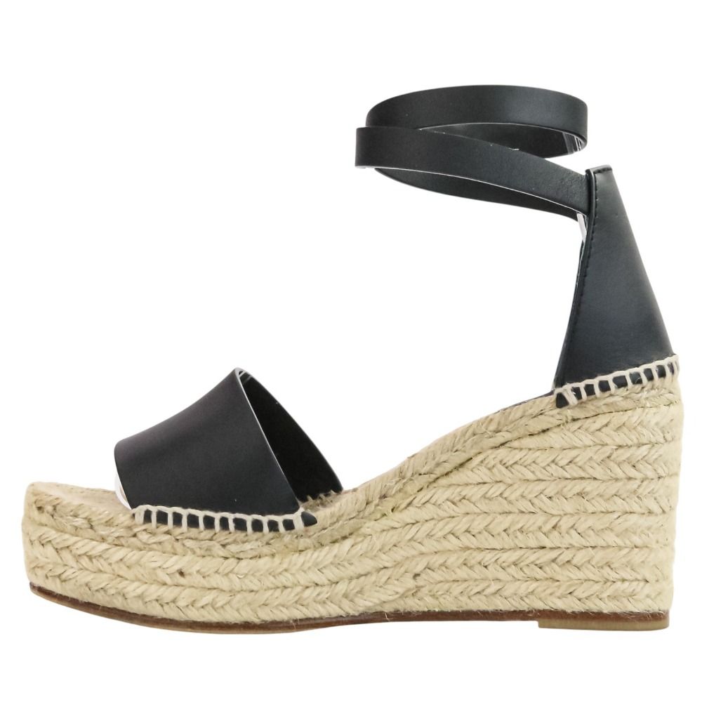 23 SS HERMES エルメス ティポリ ケリー金具 ウェッジソール サンダル サイズ36 cm相当 ブラック ナチュラル レディース 古着