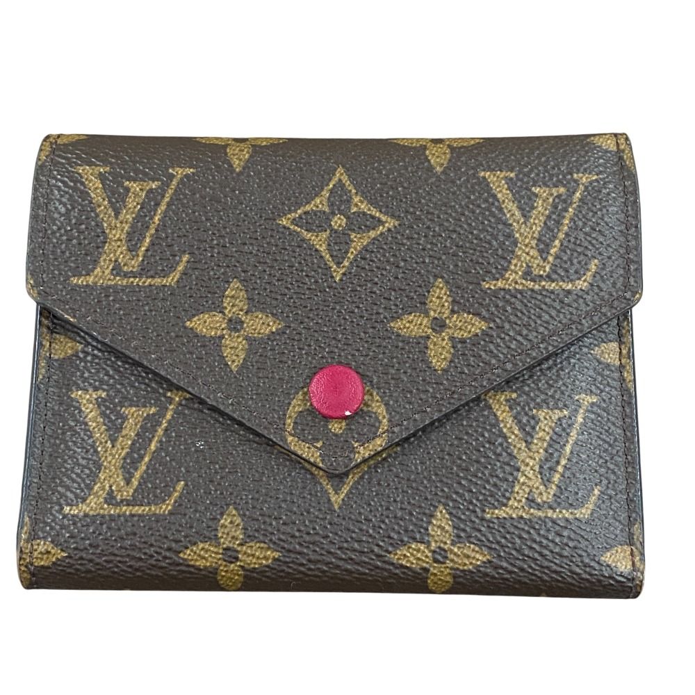 LOUIS VUITTON ルイヴィトン ポルトフォイユ ヴィクトリーヌ モノグラム コンパクトウォレット 財布 M 41938 フーシャ ブラウン レディース 古着