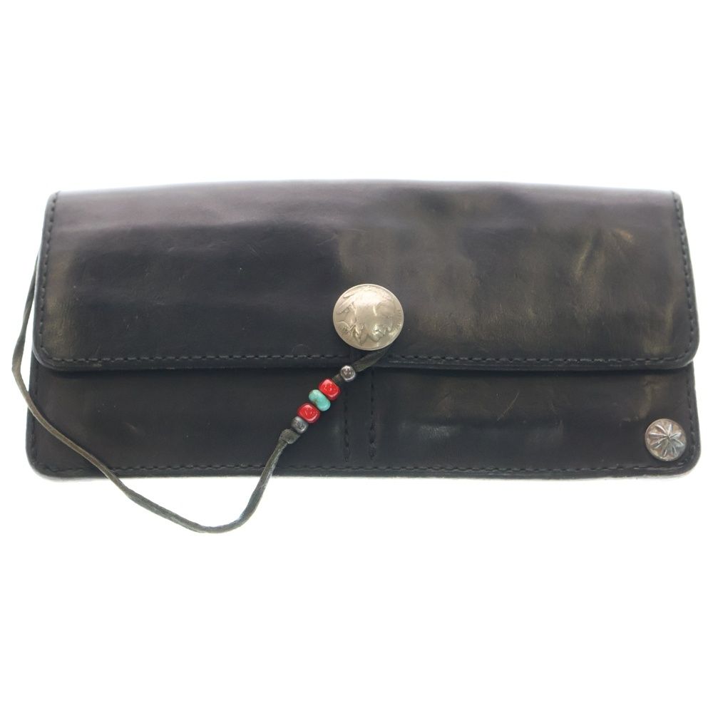 WING ROCK (ウィングロック) コンチョ付き 長財布 ウォレット ブラック