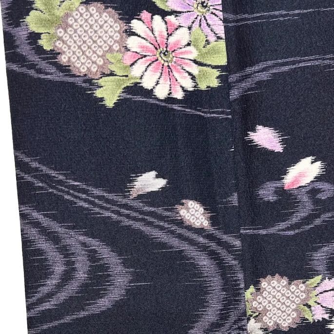 小紋 洗える着物 トップ 花紋 菊 撫子 桔梗 流水 着物 122b d ms 小紋
