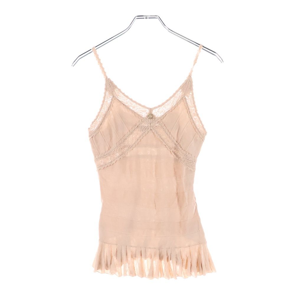 CHANEL 07C シルク100%キャミソール ココマーク レースシアー共布付 CHANEL 07C シルク100%キャミソール ココマーク レースシアー共布付