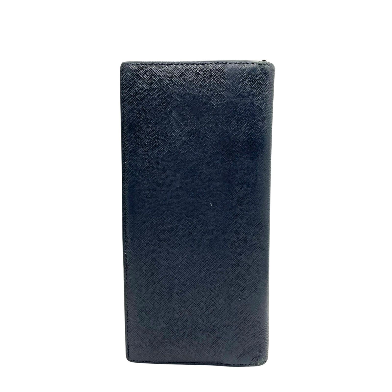 プラダ PRADA 長財布 ネイビー 紺 サフィアーノレザー シルバー金具