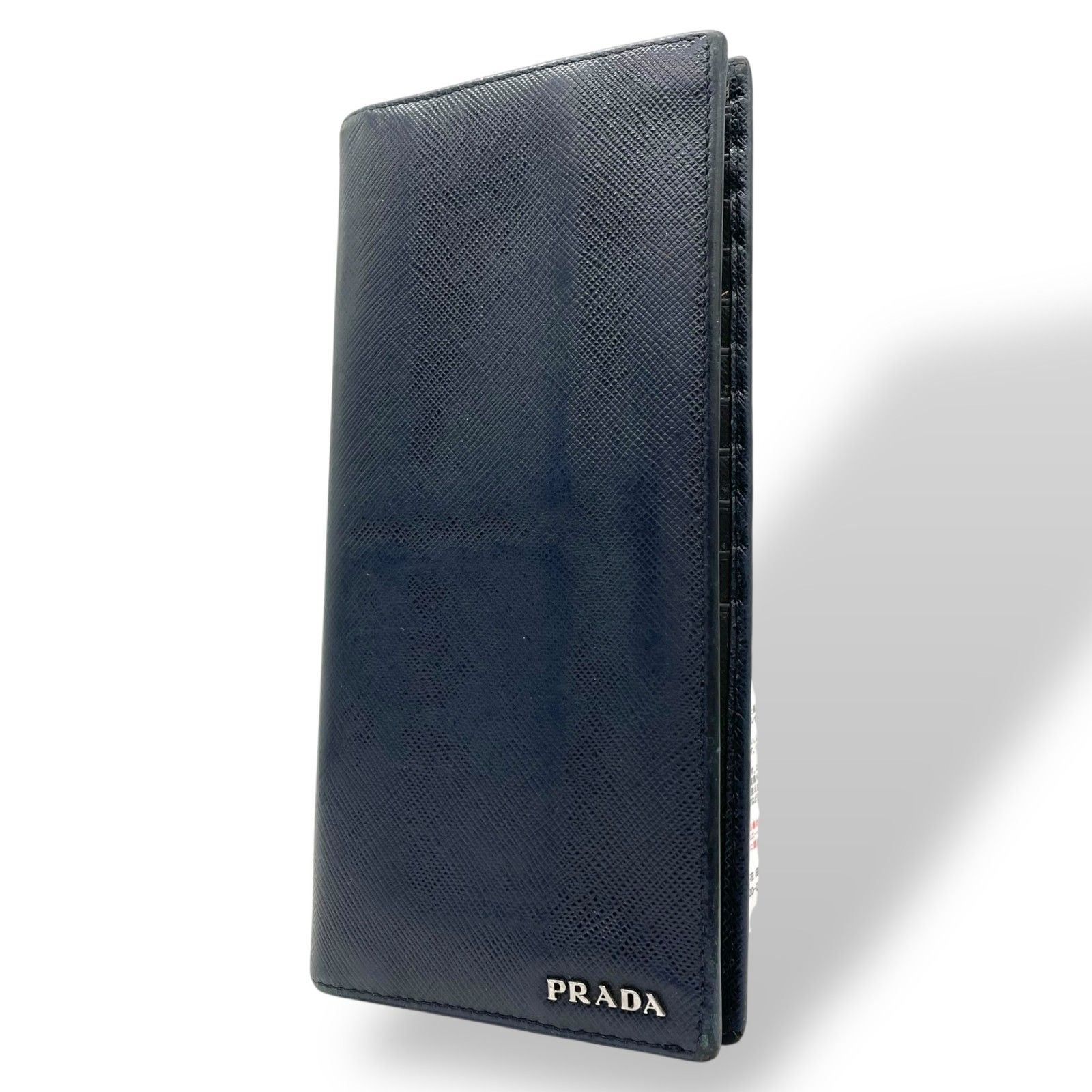 プラダ PRADA 長財布 ネイビー 紺 サフィアーノレザー シルバー金具