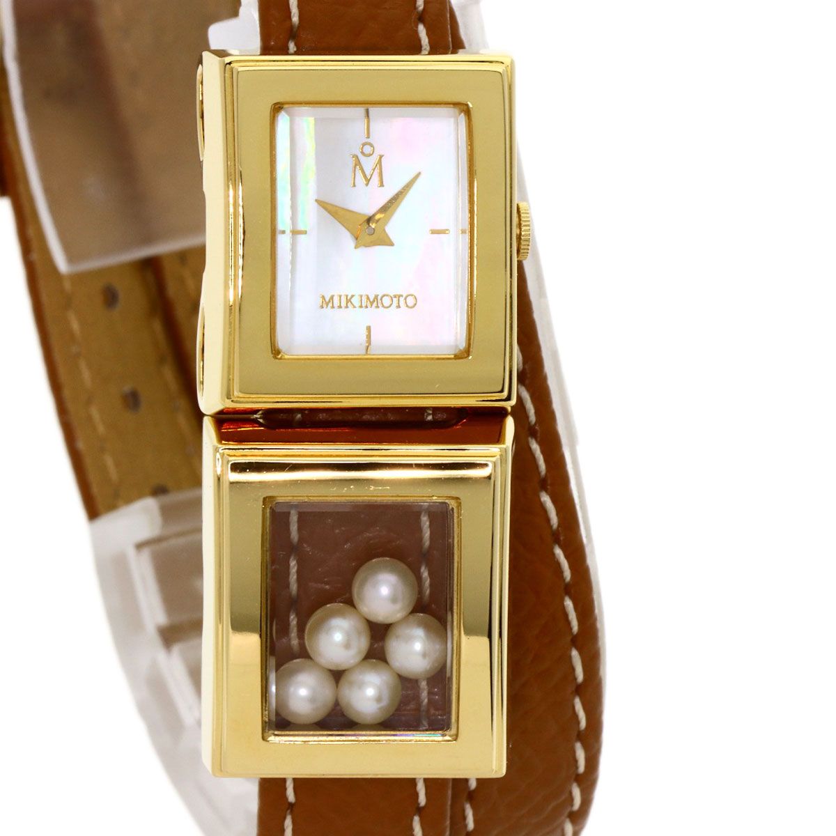 MIKIMOTO ミキモト マルチフォーム 腕時計 GP 革 レディース [中古