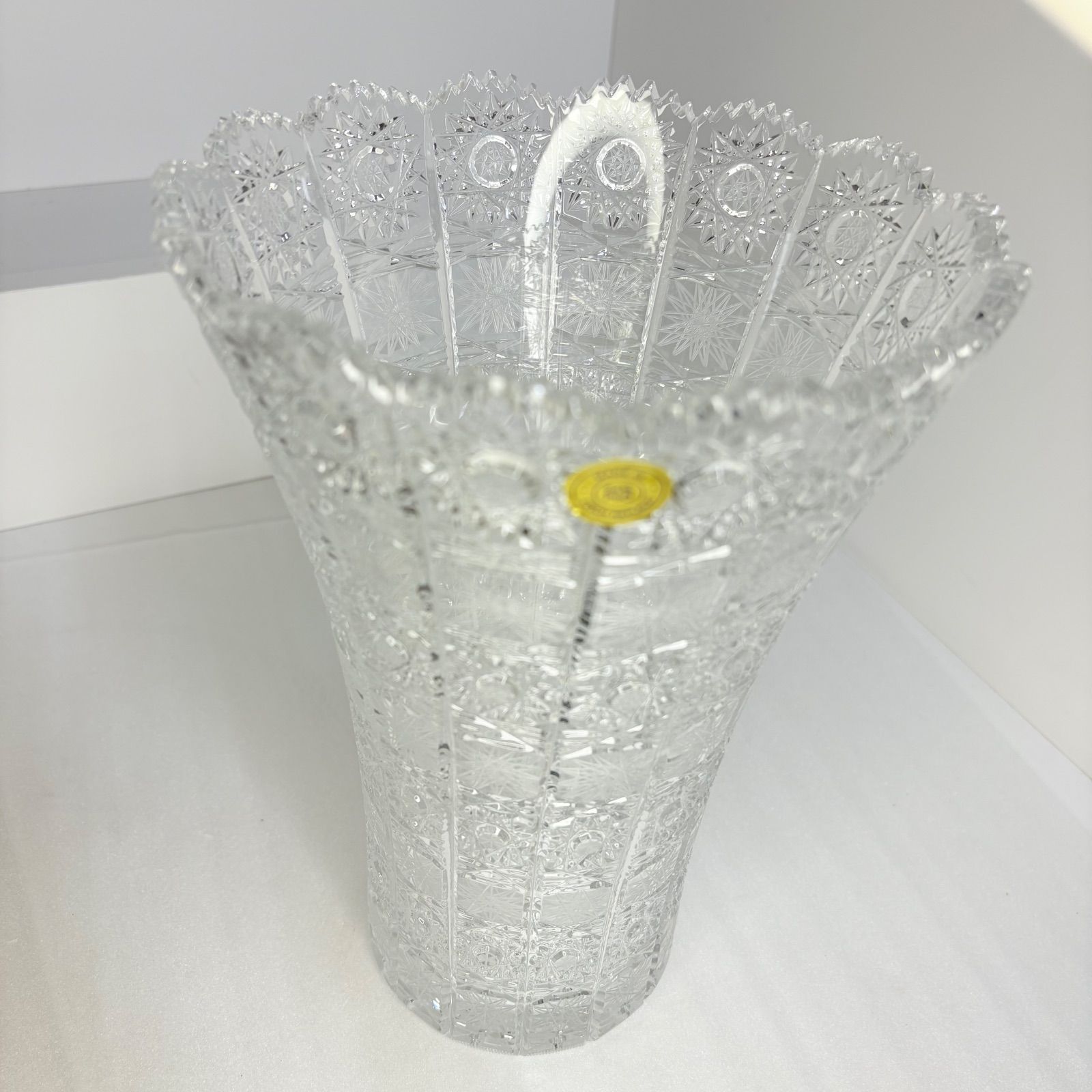 BOHEMIA GLASS ボヘミアングラス 花瓶 フラワーベース クリア 未使用