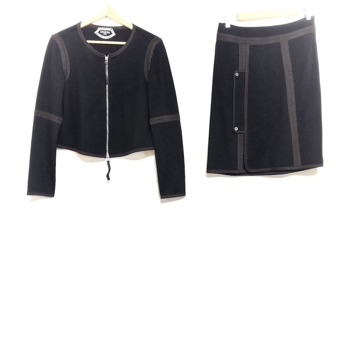 MARLENEDAM(マーレンダム) スカートスーツ レディース - 黒×ダークブラウン ジップアップ