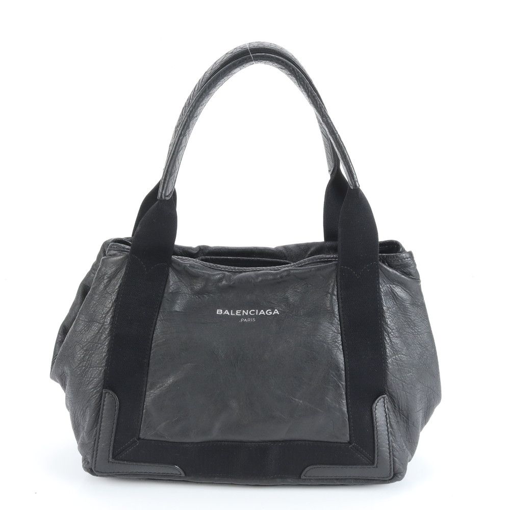 美品 バレンシアガ ネイビー カバス 339933 レザー トート バッグ  