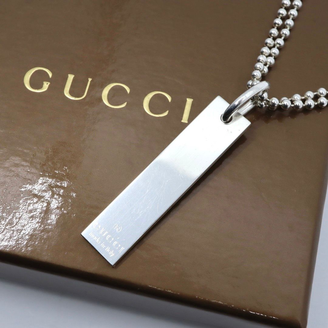 美品GUCCI GUCCI ネックレス プレート グッチ【箱付き】 グッチ ロゴ 