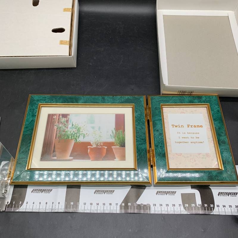 X343 大理石風ツインフォトフレーム クラシック K&L エメラルド 2L