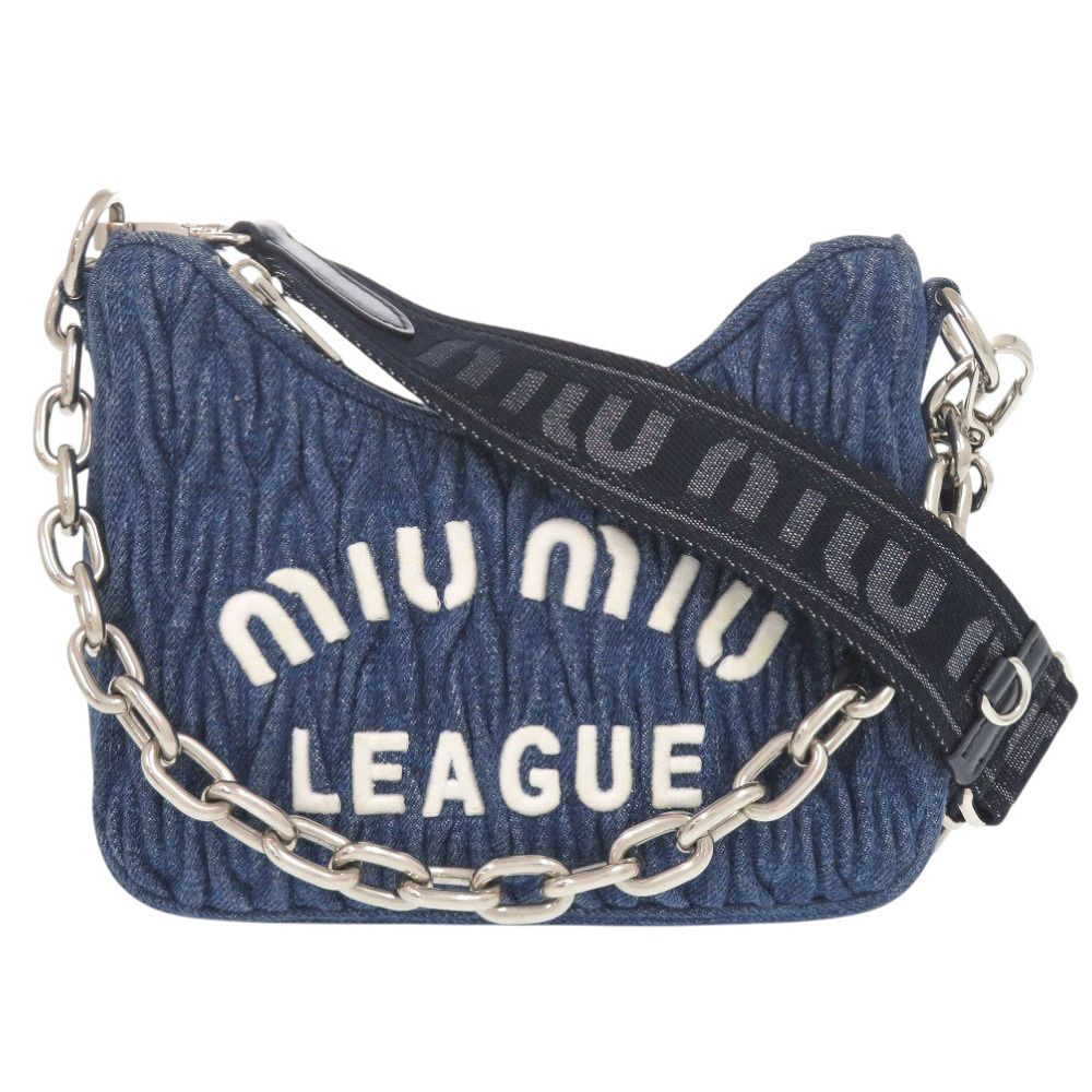 ミュウミュウ マテラッセ 5 BH 211 デニム ブルー 2 way ショルダーバッグ 1947 MIUMIU