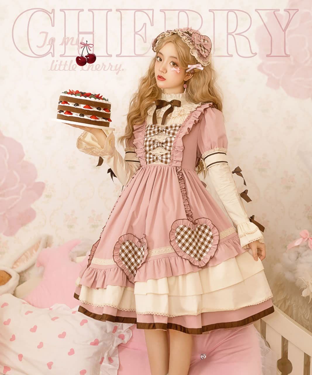  ｄ．ａｌｉｃｅ Ｇｏｔｈｉｃ ＆ Ｌｏｌｉｔａ d.Alice リトルチェリーワンピース ゴスロリ ロリータ ピンク 半袖 長袖 2 way L その他 フェイスケア