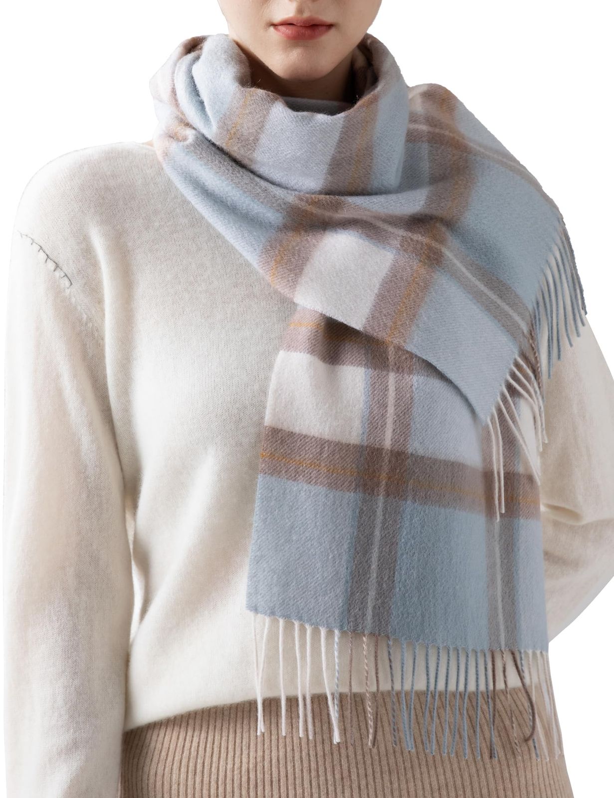 SHAMYMOON カシミヤマフラー レディース 名入れ カシミヤストール ユニセックス カシミヤ ブランド マフラー ブルー カシミア チェックストール ミントグリーン ホワイトデー チェック