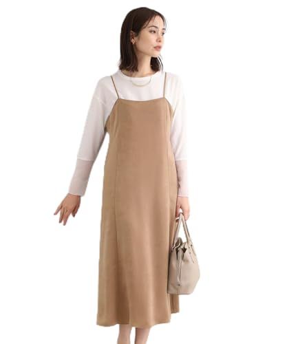 インディヴィ キャミワンピース 洗える|UVケア スエード調サテンキャミワンピース レディース キャメルブラウン 641 38 M