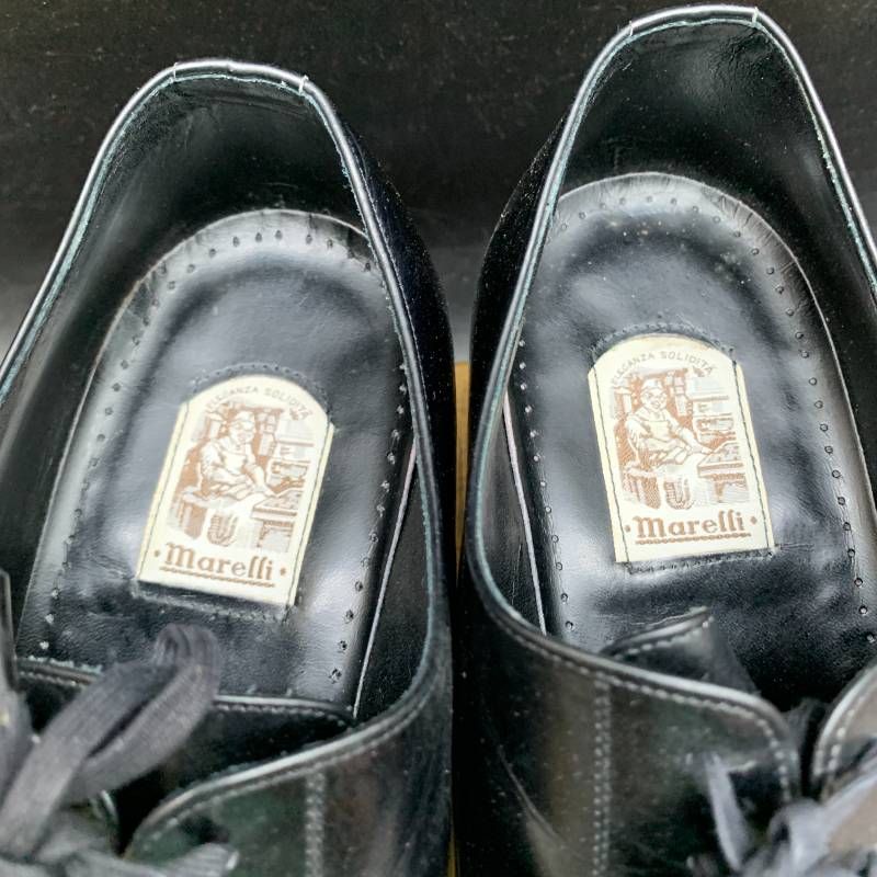  S 352 イタリア Marelli マレリー ストレートチップ ビジネスシューズ 24 5㎝ EEドレスシューズ ブラック 黒 ドレス ビジネスシューズ ブーツ 革靴