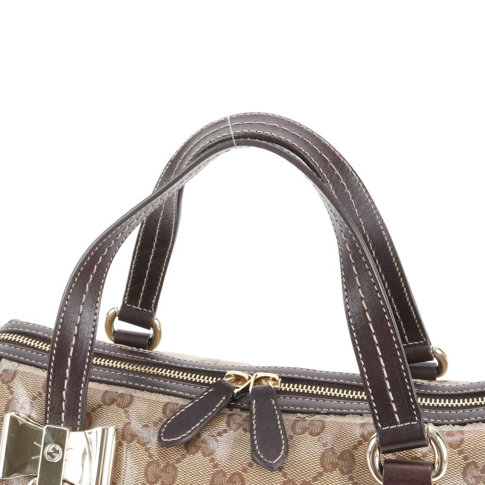 グッチ ドゥケッサ ミニボストン GGクリスタル GG柄 金具 ヒステリア 茶色 グッチ ドゥケッサ ミニボストン GGクリスタル GG柄 金具 ヒステリア