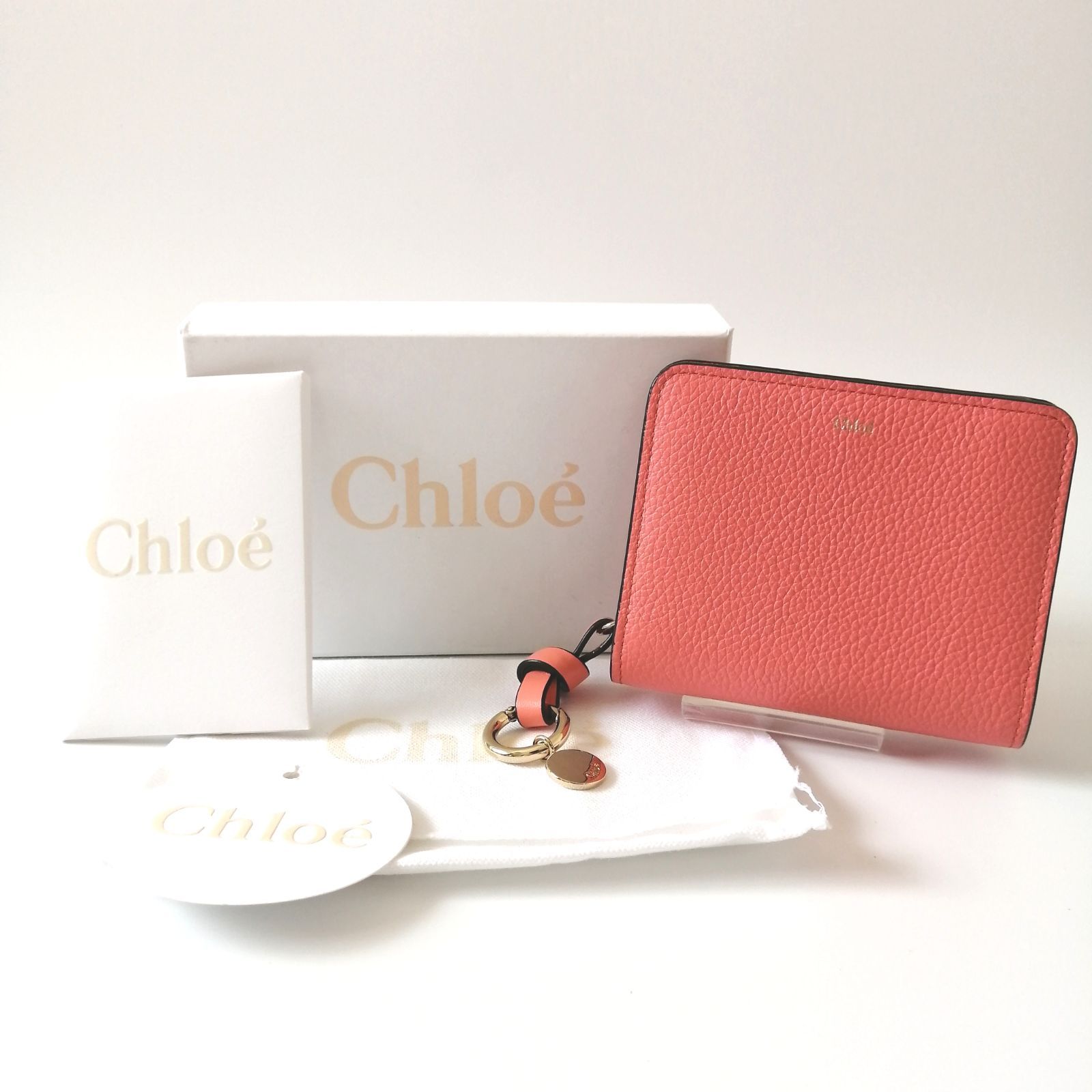 クロエ Chloe 二つ折り財布 スモールウォレット アルファベット コーラルピンク 236