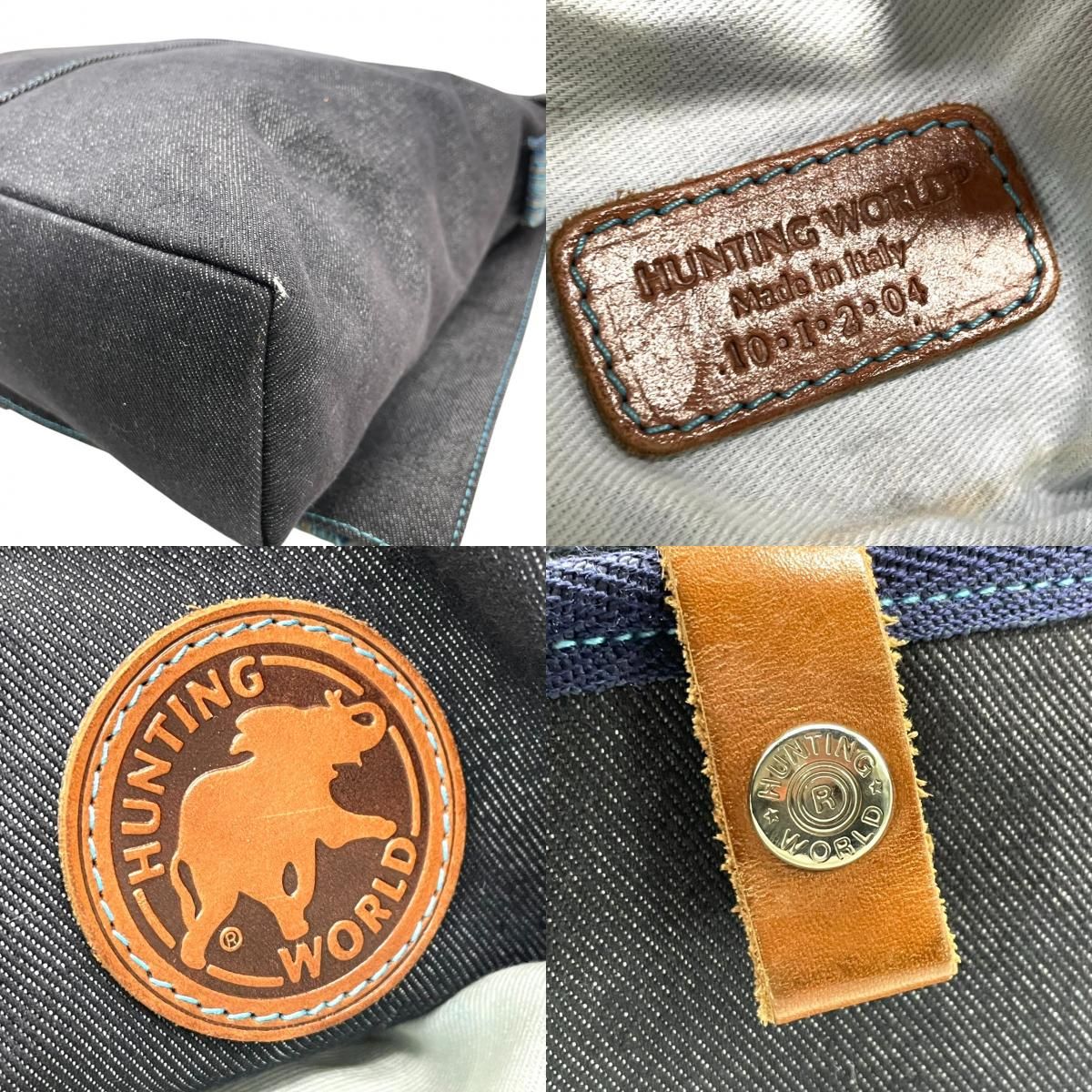 良品◎ ハンティングワールド A4可 斜めがけ可 ショルダーバッグ デニム ハンティングワールド HUNTING WORLD ショルダーバッグ メッセンジャー