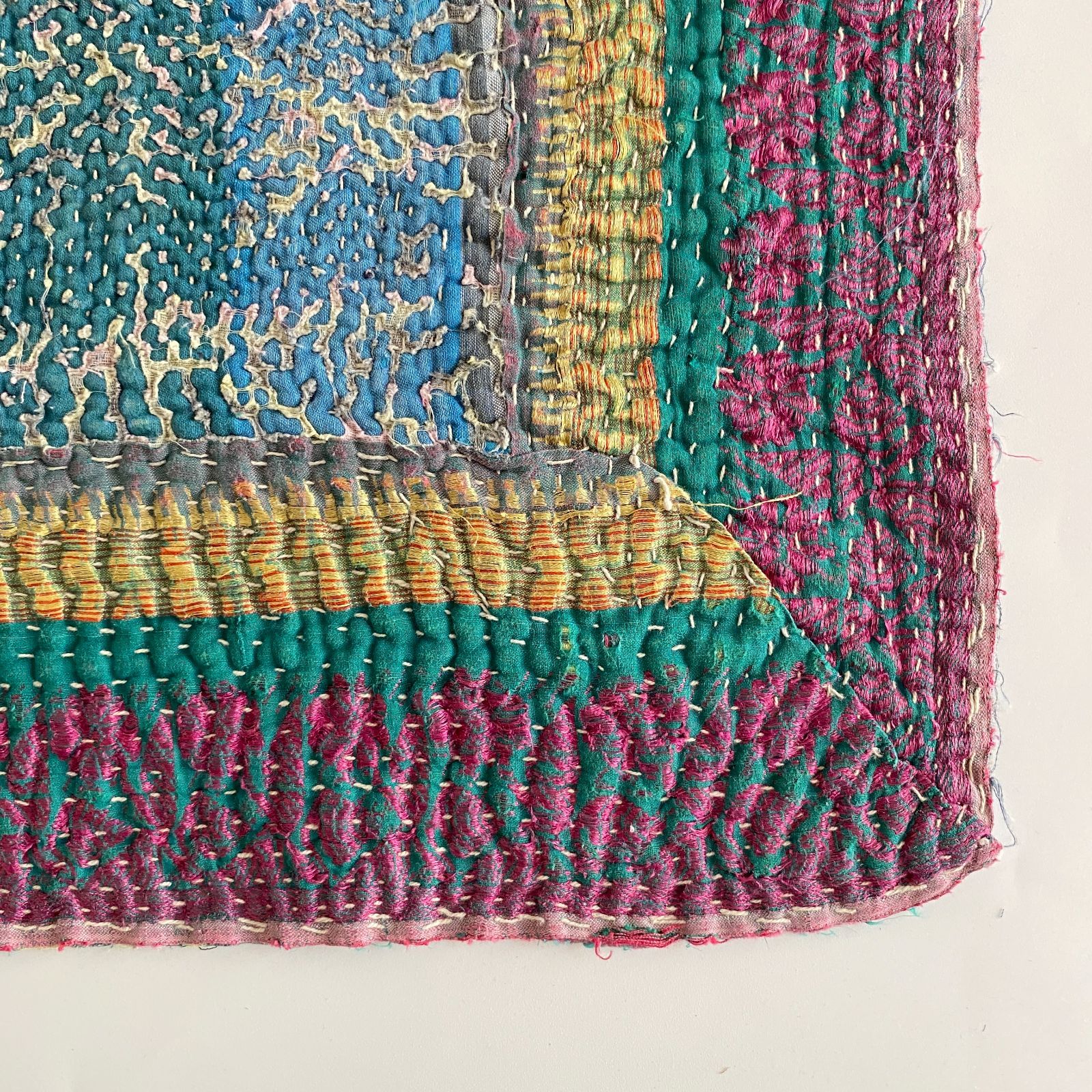 3487 ラリーキルト カンタキルト オールドファブリック ハギレ インド