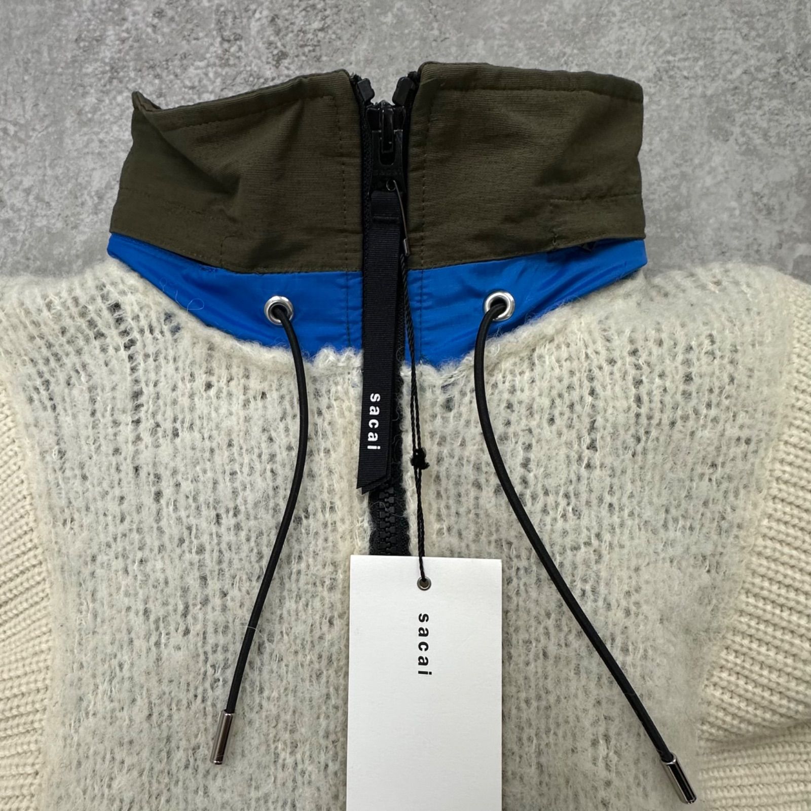 タグ付き未使用】Sacai Wool Knit Hoodie サイズ1 アルパカ混 参考価格