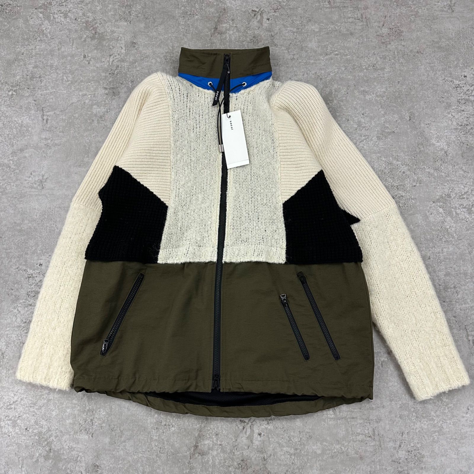 タグ付き未使用】Sacai Wool Knit Hoodie サイズ1 アルパカ混 参考価格