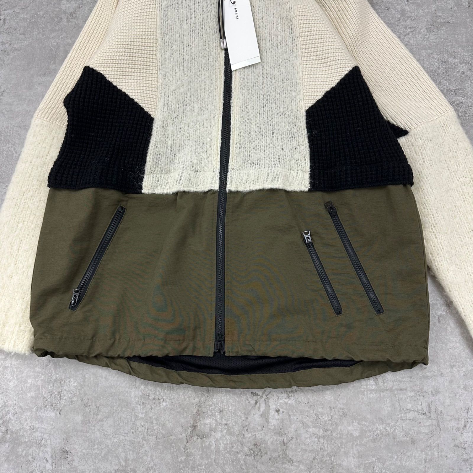 タグ付き未使用】Sacai Wool Knit Hoodie サイズ1 アルパカ混 参考価格