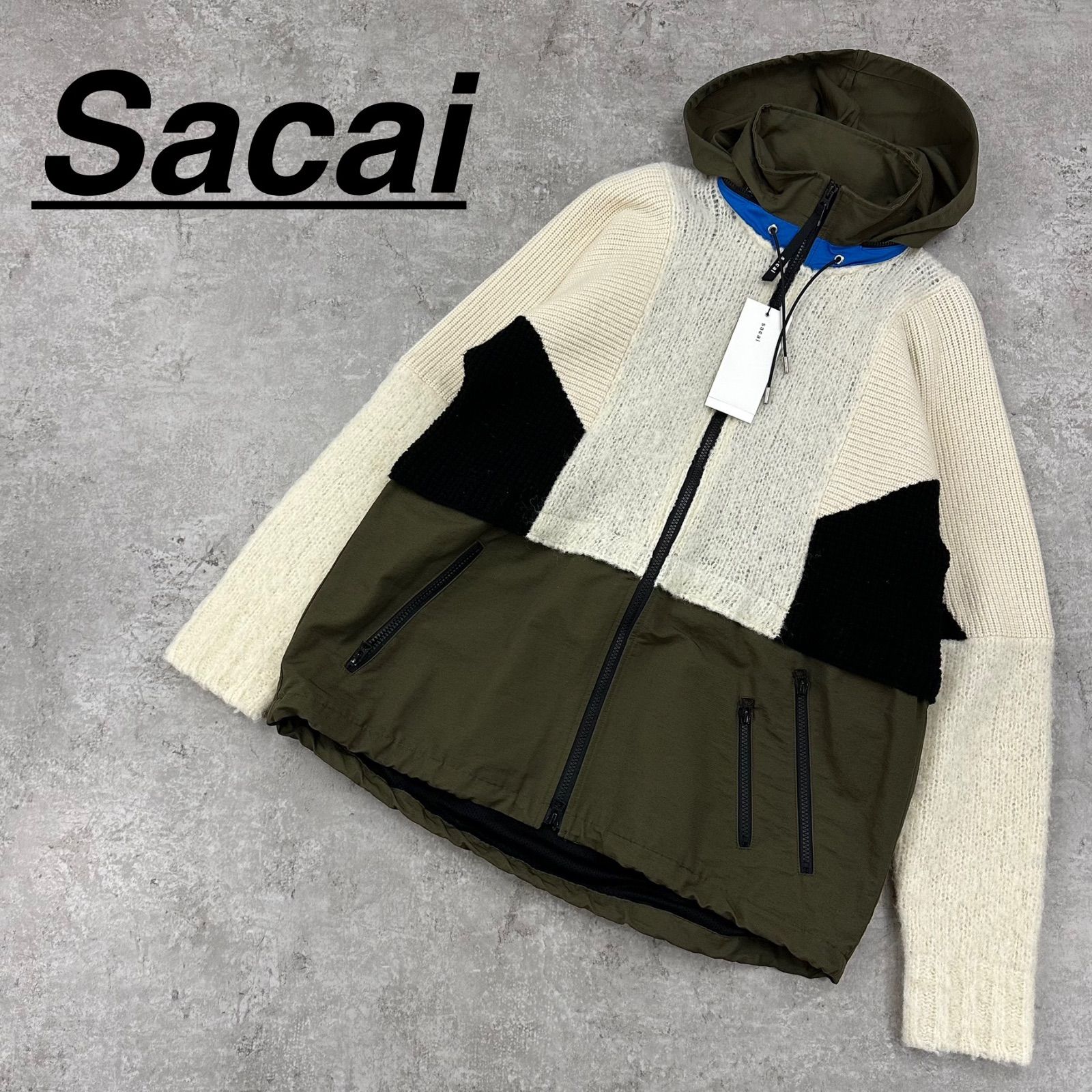 タグ付き未使用】Sacai Wool Knit Hoodie サイズ1 アルパカ混 参考価格