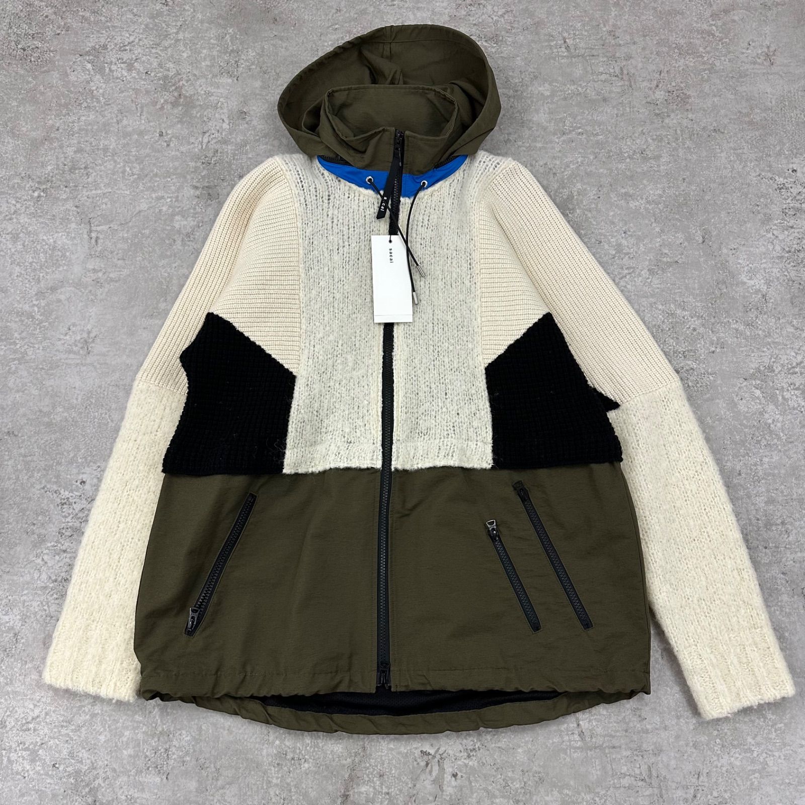 サカイsacai アルパカ混セーター　サイズ1 タグ付き未使用】Sacai Wool Knit Hoodie サイズ1 アルパカ混 参考価格