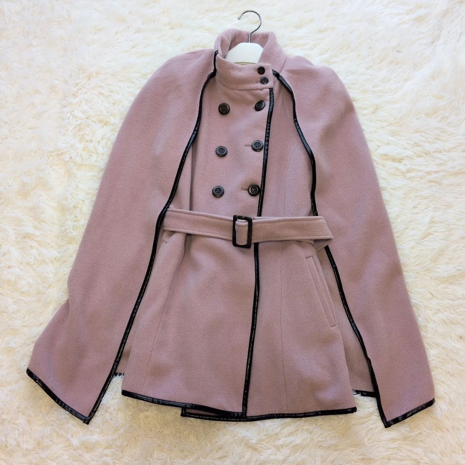 美品】eimy istoire パイピングデザイン マントコート ピンク - メルカリ